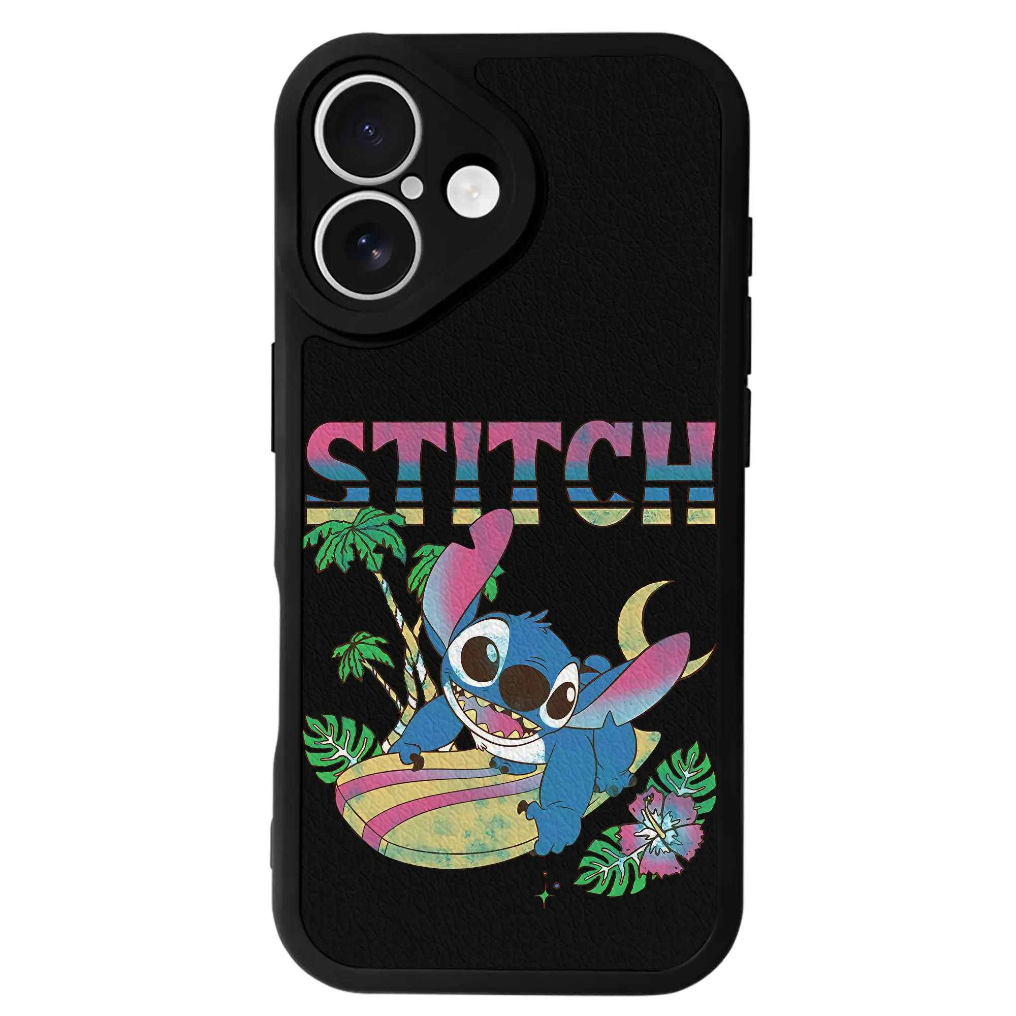 リロ＆スティッチ グッズ スティッチ - IPhone 16シリーズ対応 ・ シリコンスマホケース ・ レザー調 ・ 高精度フィット ・ 耐衝撃 ・ ワイヤレス充電対応 ・ 精密カット